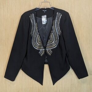City Chic Embellished Blazer Jacket Black Chic Metallic Contemporary Women Small